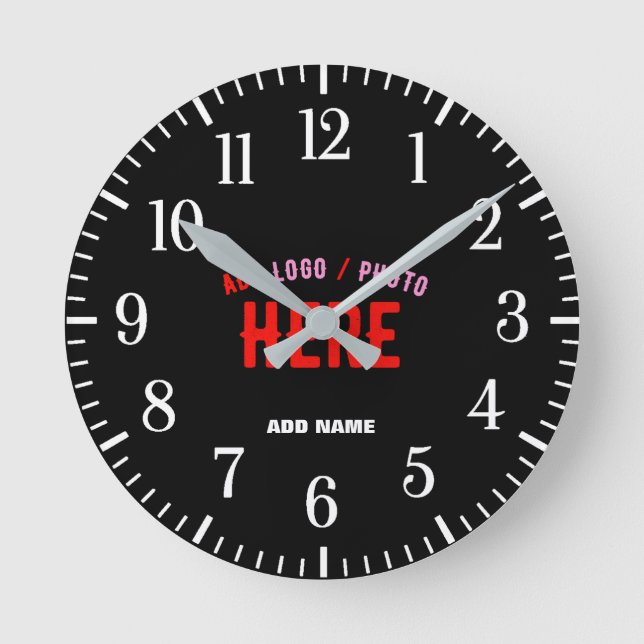 HORLOGE RONDE MODERNE ET MODERNE PERSONNALISABLE NOIR VÉRIFIÉ (Recto)