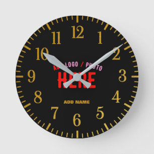 HORLOGE RONDE MODERNE ET MODERNE PERSONNALISABLE NOIR VÉRIFIÉ