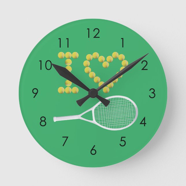 Horloge Ronde Moderne I Love Tennis Green (Recto)