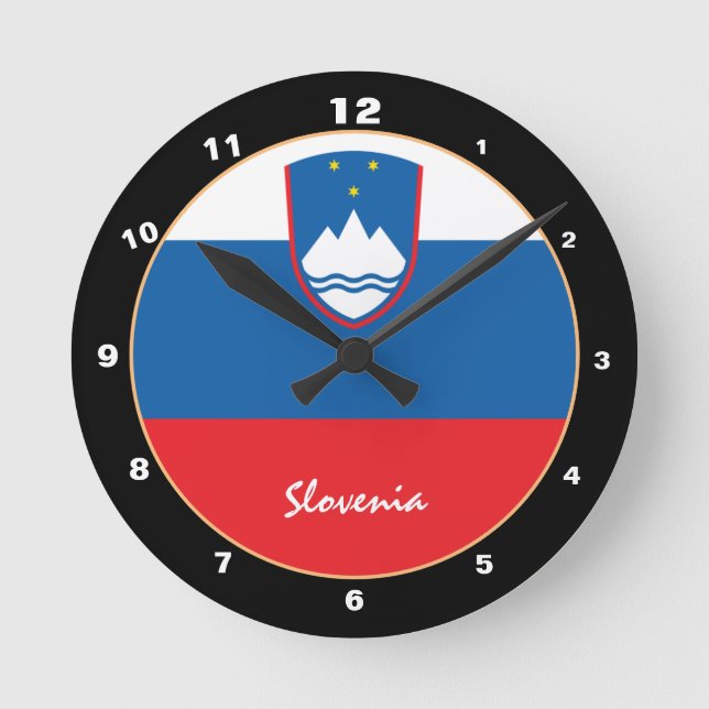 Horloge Ronde Moderne Slovénie Drapeau & Slovénie Accueil / Desi (Recto)