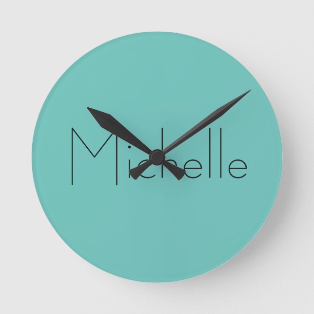 Horloge Ronde Moderne tendance Élégant Bleu Simple Simple Votre  (Recto)