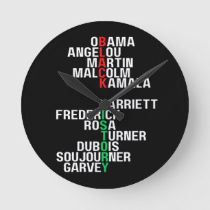 Horloge Ronde Mois de l'histoire noire Melanin King Reine Sista