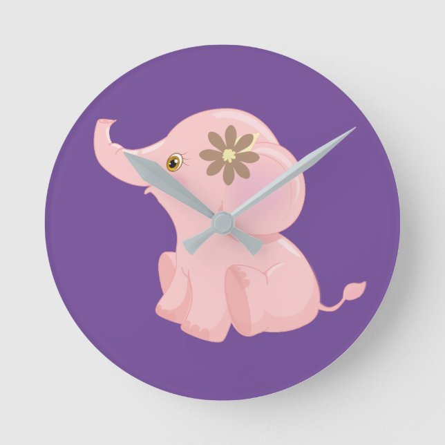Horloge Ronde Mon bébé Eléphant rose (Recto)