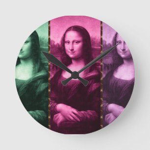 Horloge Ronde Mona Lisa Poster de animal rose rose violet