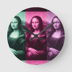 Horloge Ronde Mona Lisa Rose vert violet
