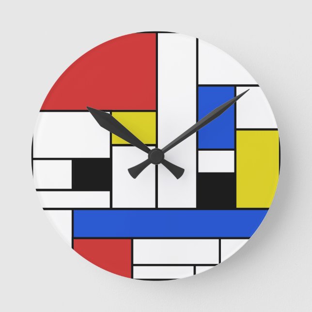 Horloge Ronde Mondrian Lines Round Wall Clock (Recto)