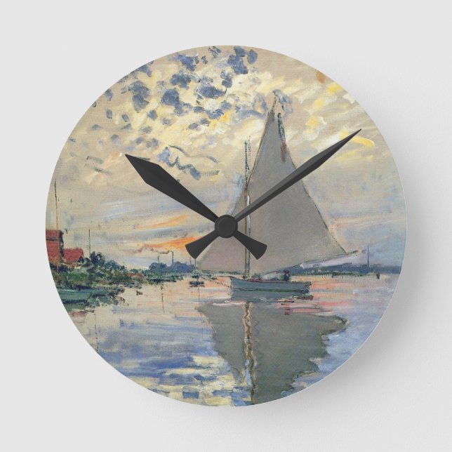 Horloge Ronde Monet Sailboat Français Impressionnisme Art classi (Recto)
