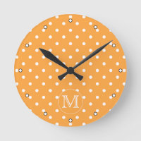 Mongram de Custom. Orange et blanc Polka Dot.