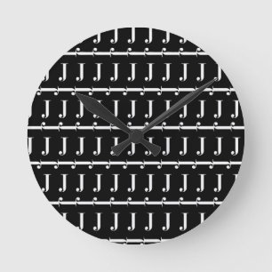 Horloge Ronde Monogram Initial Letter J, Choose Background Color