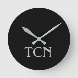 Horloge Ronde Monogram Simple Black Gray Minimalist 