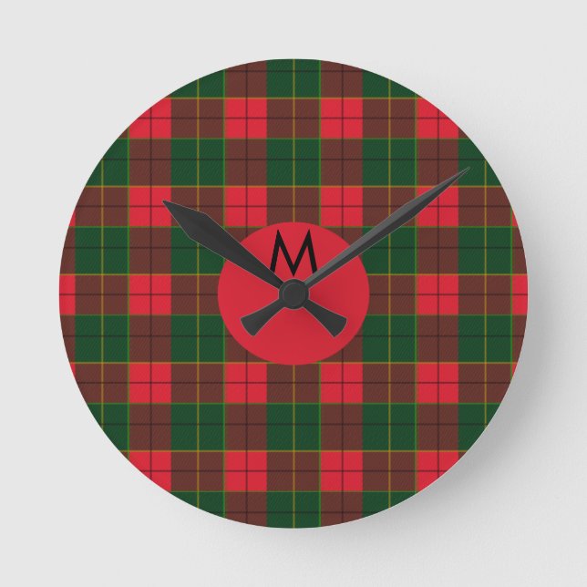 Horloge Ronde Monogram Winter Holiday Tartan pattern Scottish (Recto)