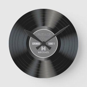 Horloge Ronde Monogramme classique vintage des années 80 Nom R