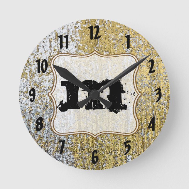 Horloge Ronde Monogramme de la masse d'or et d'argent (Recto)