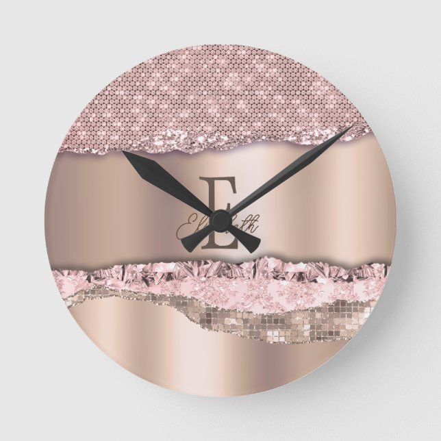 Horloge Ronde Monogramme de Parties scintillant Gold Diamonds Ro (Recto)