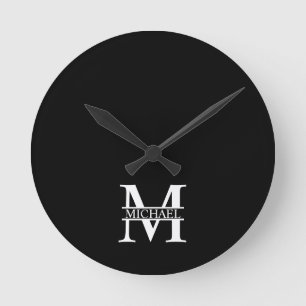 Horloge Ronde Monogramme et nom personnalisés