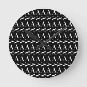Horloge Ronde Monogramme Lettre initiale A, Choisir la couleur A