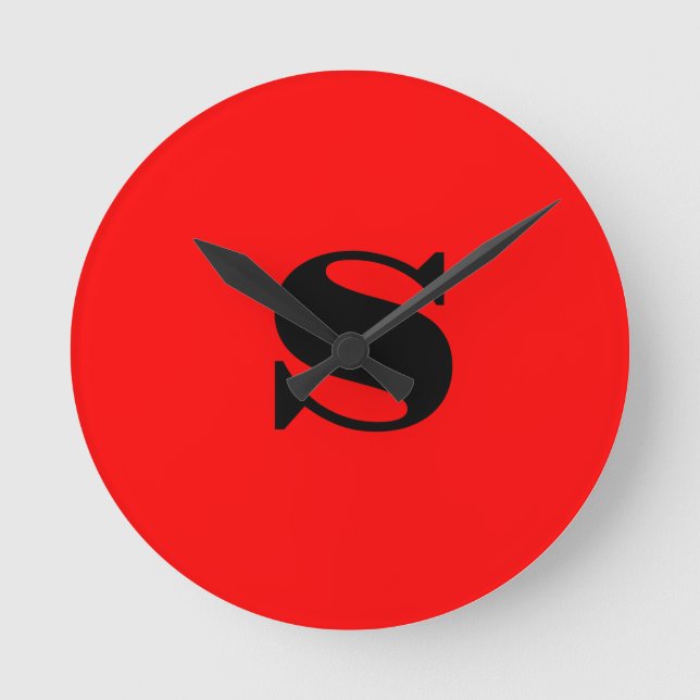 Horloge Ronde Monogramme noir rouge élégant professionnel initia (Recto)