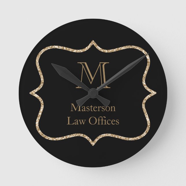 Horloge Ronde Monogramme or Nom initial Black Gold Professional (Recto)