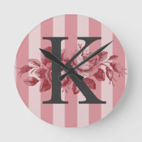 Monogramme personnalisable Pink Stripes Roses de c