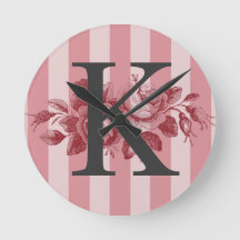 Monogramme personnalisable Pink Stripes Roses de c