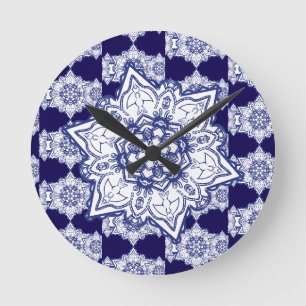 Horloge Ronde Montre de porcelaine bleu