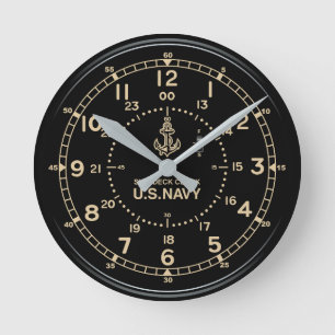 Horloge Ronde Montre imitation rétro U.S. NAVY