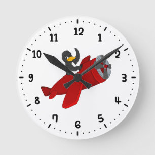 Horloge Ronde Montre ronde dessin animé manchot volant