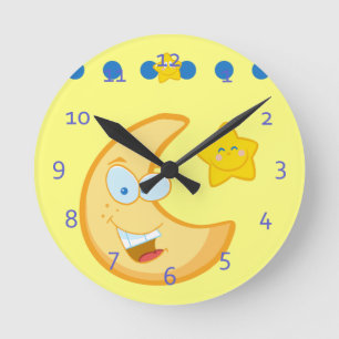 Horloge Ronde Montres pour enfants Moon and Stars