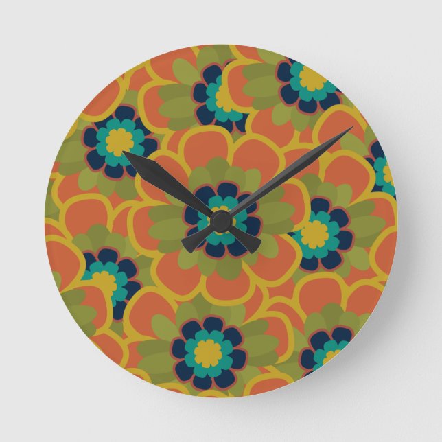 Horloge Ronde Morelia Fleurs Retro Floral (Recto)