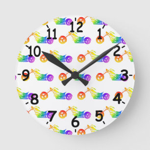 Horloge Ronde Mortocycle arc-en-ciel