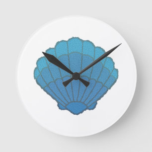 Horloge Ronde Mosaïque Blue Seashell