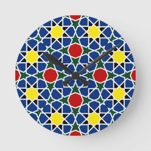 Horloge Ronde Mosaïque marocaine Mosaïque géométrique Motif