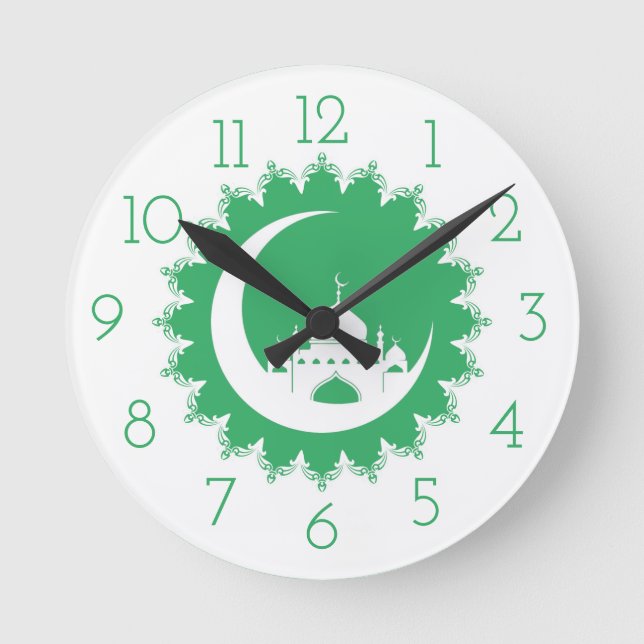 Horloge Ronde Mosquée blanche en Crescent Moon Ramadan (Recto)