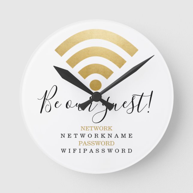 Horloge Ronde Mot de passe Wifi et réseau personnalisé (Recto)