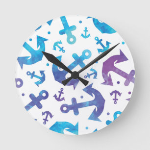 Horloge Ronde Motif 2 d'Ancre de colorant de cravate