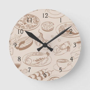 Horloge Ronde Motif 3 de nourriture