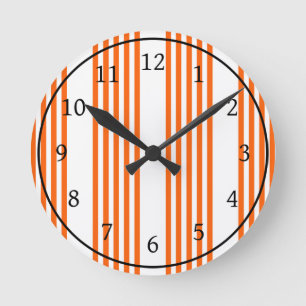 Horloge Ronde Motif à cinq bandes orange et blanc