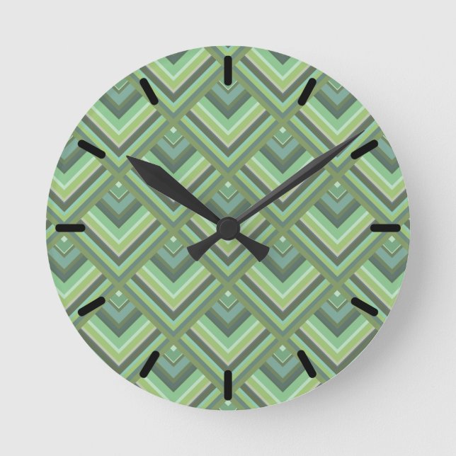 Horloge Ronde Motif à échelle à rayures vert olive (Recto)