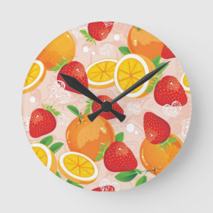 Horloge Ronde motif Abstrait avec fraise