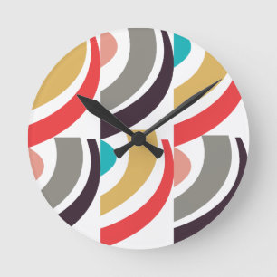 Horloge Ronde Motif Abstrait géométrique coloré