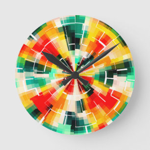 Horloge Ronde Motif Abstrait multicolore