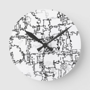 Horloge Ronde Motif Abstrait noir et blanc