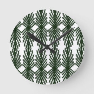 Horloge Ronde Motif abstrait personnalisé d'arbre de pin de coul