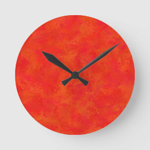 Horloge Ronde Motif Abstrait rouge orange