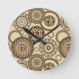 Horloge Ronde Motif africain 3 de peau de guépard