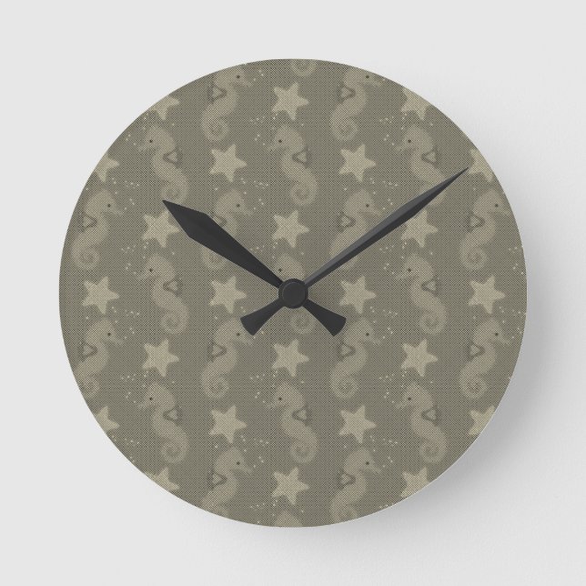 Horloge Ronde Motif Antique Seahorse Et Starfish (Recto)
