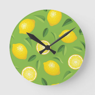 Horloge Ronde Motif Arrière - plan aux citrons