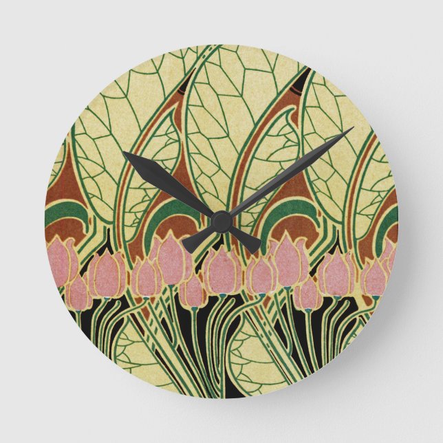 Horloge Ronde Motif Art Nouveau #1 (Recto)
