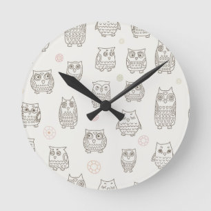 Horloge Ronde Motif avec des hiboux
