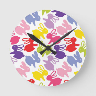 Horloge Ronde motif avec des lapins de Pâques